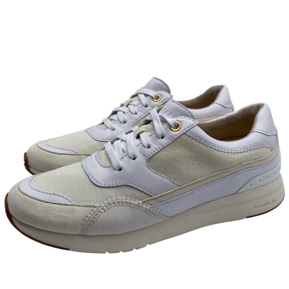 Cole Haan Womens Sneakers Sz 6.5 White Cream Leather Low Top Casual Lace Up